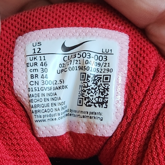 Nike Mens size 12 Red Blk Mid High rise shoes - Picture 4 of 4